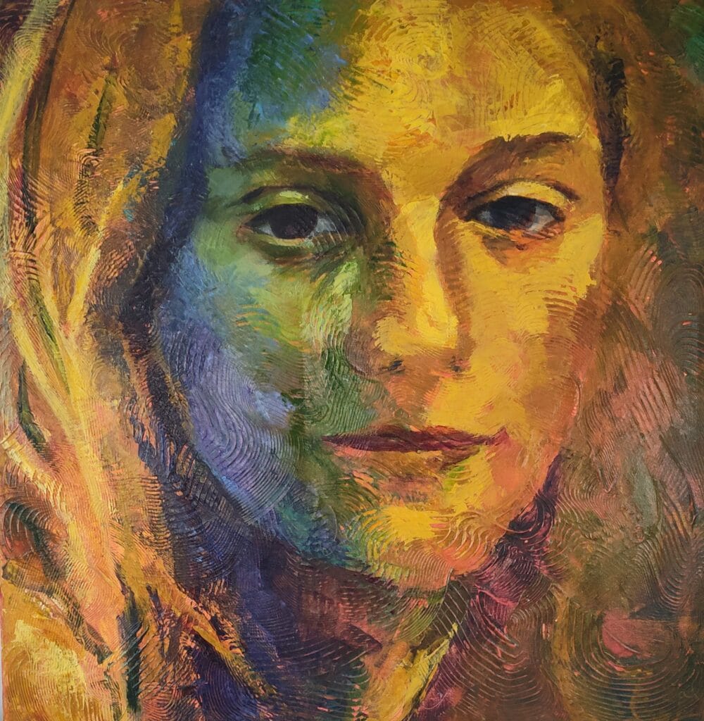 A portrait of a woman, by Fall Art Walk featured artist, Sally Anger.